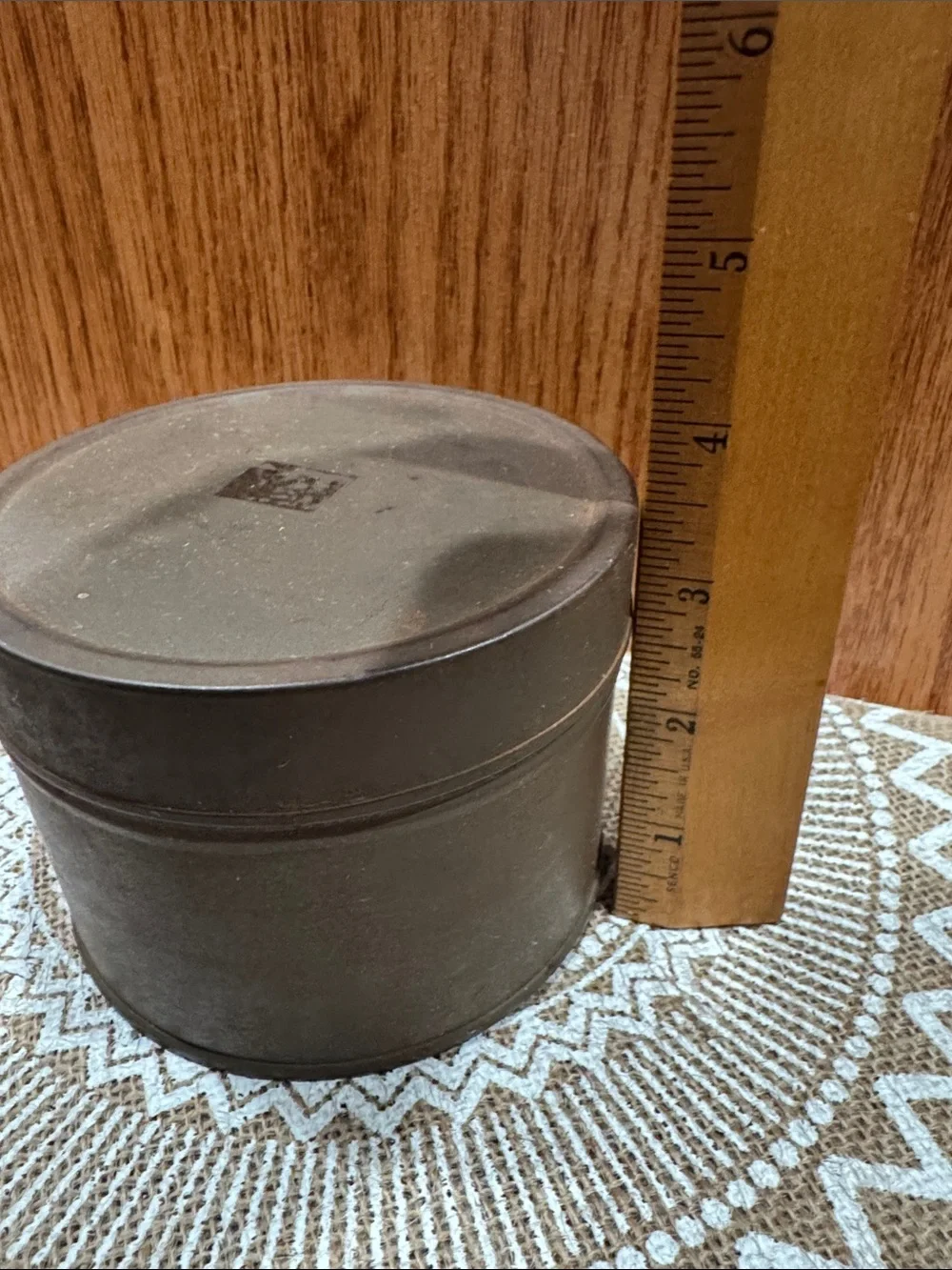 Vintage Round Metal Storage Tin for decor, display, upcycle, small item storage